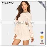 2017new Collection Short Jumpsuit Ruffles With Fringed Edges Narrow Flat Banded Neck and Raglan Sleeve thumbnail-3