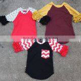 Pernickety Boutique Baby Girl Raglan Shirt Ruffle Long and the 3/4 Sleeve Wholesale 2016 Winter Shirt Children Girls Top thumbnail-3