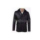 OEM Size 52, Size 54, Black 100% Viscose and Knitting Hooded PU Leather Coat thumbnail-1