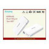 Waterproof White Dual USB Universal Portable Power Bank ABS Battery for Mobile Devices