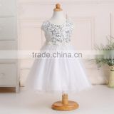 Good quality silver sequins embroidery patterns three-dimensional petals Organza fabric girls party dresses