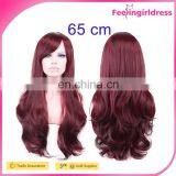 Long Beautiful Synthetic Red Wine Color Girls Sexy Human Hair Wig for sale