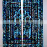 Indian Beautiful Peacock Tree of Life Curtains cotton Boho drapes Window Decor Turquoise Curtain Set