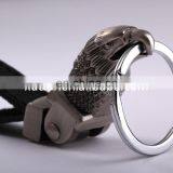 Luxurious Goshawk Head Leather Keychain, Custom Logo Leather Keychain thumbnail-3