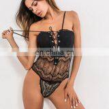 Sexy Women's Wear in Stock V-neck Lace Hollowed-out Onesie Lingerie thumbnail-3