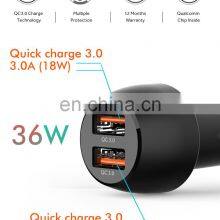 Wholesale 36W QC3.0 Dual Port USB Car Charger Super Fast Car Phone Charger Adapter For Iphone12 thumbnail-3