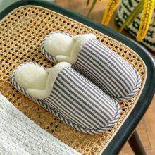 Men's Cotton Slippers With Heel Men's and Women's Home Shoes Winter Men's Cotton Drag Bag With Cotton Shoes Winter Wool Slippers Winter Home thumbnail-1