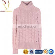 Женский вязаный пуловер из cashmere с воротником-воротком и узором «тросик» thumbnail-5