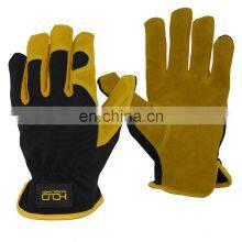 HANDLANDY Dexterity Breathable Design Men Leather Garden Gloves Utility Leather Palm Work Gloves Mechanics thumbnail-1