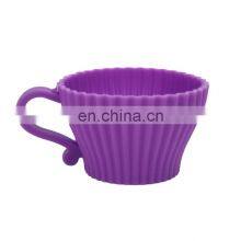 Soft Round Silicone Muffin Cupcake Liner Baking Cup With Handle