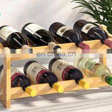 Bamboo Wine Rack 8 Bottle 2 Tier Wine Racks Bar Counter Cabinet Wine Glass Holder Storage Shelf for Kitchen thumbnail-5