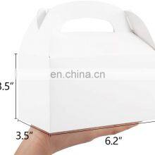 Brown Kraft Treat Gift Paper Cardboard Boxes With Handles Food-grade Take Out Bag for Candy Goodie Picnic Snacks