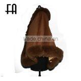 Factory Direct Wholesale Cashmere Cape With Fox Fur Trim thumbnail-3