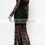 Black Lace Maxi Dress Mesh Lace Dress Ladies Sexy Transparent Lace Dress thumbnail-3
