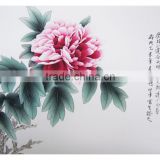 Wholesale silk Canvas Handmade watercolor Flower Peony Painting Made in China