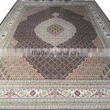 Black-Beige Mahi Tabriz Woolen and Silk Carpet thumbnail-1