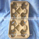 Biodegradable Molded Pulp 4 Cups Coffee Carrier Tray thumbnail-3