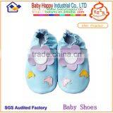 2014 Fashion Wholesale Shenzhen Flower & Butterfly Dark blue Baby Genuine Leather Shoes