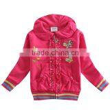 (F2879) fuchsia 18M-6Y nova baby kids embroidered hoodies warm girls coats children clothing whiolesale