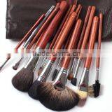 Customized Quality 15 Piece Sable Hair Makeup Cosmetic Brush Set Roll Leather Case