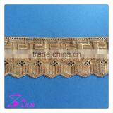 Garment Decoration White & Gold Color Embroidery Cotton DIY Craft Lace Trimming thumbnail-2