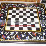 Beautiful Black Stone Inlay Chess Design Table Top