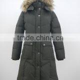 Faux Fur Hood Soft Pongee Fabric Puffer Quilted Womens Bubble Coat thumbnail-2