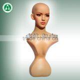 With Make up Head Skin Color PP Material Jewelry Display Female Cheap Female Bust Mannequins Sale