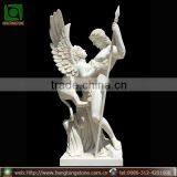 Hand Carved White Marble Sphinx and Soldier Statue thumbnail-1