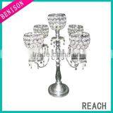 High quality 5 arms tall wedding candelabra centerpiece for tealight candle decoration