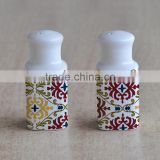ceramic spice, salt and pepper shaker set with decal