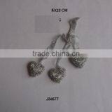 Three Silver Heart Shaped Glass Beads Christmas Tree Ornament Available in All Colours and Sizes thumbnail-1