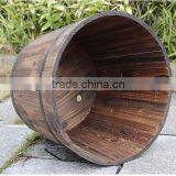 Outside Flower Box Wooden Barrel Planters Wholesale thumbnail-2