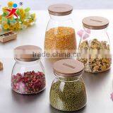 Round Borosilicate Glass Cans With Bamboo Lid for Dry Food thumbnail-1