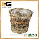 Round Bark Basket Garden Planter for Decoration thumbnail-1