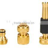 Brass Hose Nozzle Set With 4" Straight Brass Spray Nozzle and 1/2" Brass Quick Connector for Garden thumbnail-1