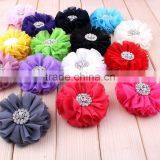 Fabric Chiffon Flower With Rhinestone Center for Kids Hair Accessories thumbnail-2