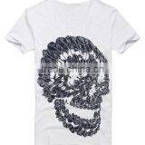 2016 Men Deep V Neck Summer Cotton Skull Print Slim T Shirt thumbnail-5