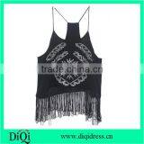 Fashion Girl Wholesale Tank Tops Crop Tops With Embroidery and Fringe thumbnail-1