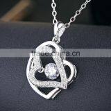 Popular Girl Fashion Girls Dainty Double Heart Pendant Necklace With AAA Zircon thumbnail-2