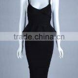 4 Colors Wholesale Knee Length Spaghetti Strap 2 Piece Women's High Waist HL Bodycon Bandage Dress Cocktail Party Dress thumbnail-6