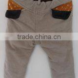 Cool Boys Soft Corduroy Plain Dyed and Embroidered Pants for Autumn thumbnail-2
