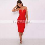 Red Cut Out Bodycon Dress Multi Strap Midi Dress thumbnail-3