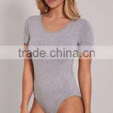 Women Body Shaper Basic Grey Round Neck Bodysuit Short Sleeve 95 Cotton 5 Spandex Jumpsuit thumbnail-6