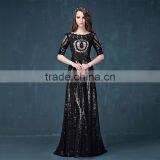 MGOO Wholesale Cheap Price Elegant Chiffon Evening Dresses Long Black Beaded Wedding Party Vestidos 2064 thumbnail-2