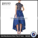 MGOO High Quality Cotton Women Vintage Blue Bow Skirts Front Short Back Long Skirt Princess Fashion 15146B618 thumbnail-1