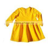 Wholesale Children's Boutique Handmade Clothing Baby Girl Long Sleeve Soild Color Dress Girls Party Dresses thumbnail-3