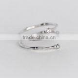 F20060N Bamboo Texture Double Helix Diamond Flexible Silver Ring thumbnail-1
