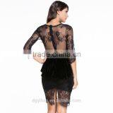 2016 OEM Customized Black One Piece Fashion Office Lady Women Dress Womens Wear thumbnail-4