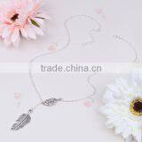 New Fashion Y Shaped Lariat Necklace Silver Plated Leaf Connector Feather Pendant 51.5cm Long thumbnail-2